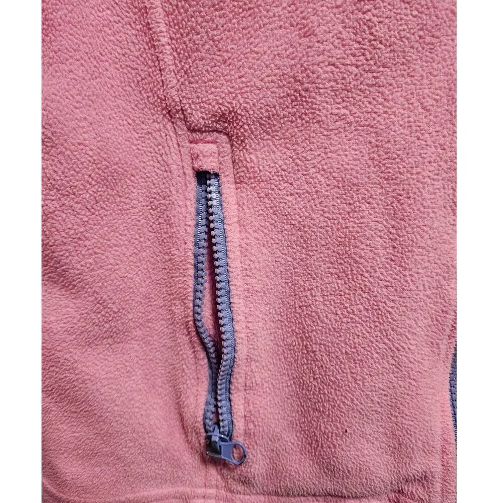 Girl Scout Fleece Pink with Lilac Trim Full Zip *L*See Measurements in Pictures